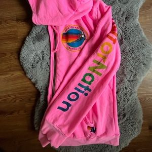 Aviator Nation Pink Aspen Zip Up Hoodie XL